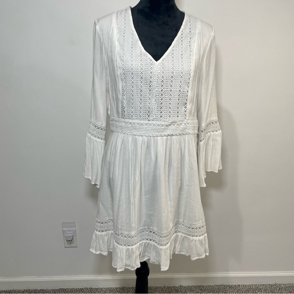 Philosophy White Tiered Ruffled V-Neck Sundress